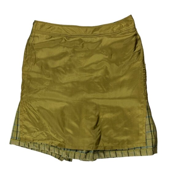 Ann Taylor LOFT Wool Blend Lined Windowpane Plaid Box Pleat Skirt Y2K Size 12 - Picture 10 of 15